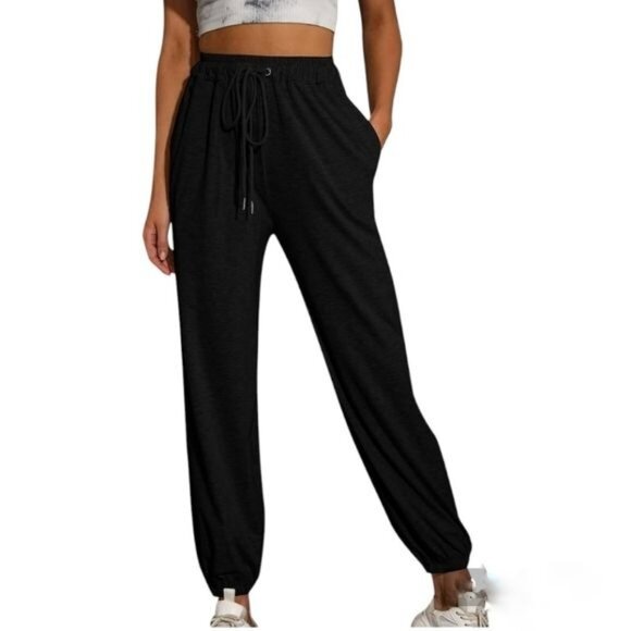 West Loop Women's Drawstrig Black Pants - Picture 1 of 8